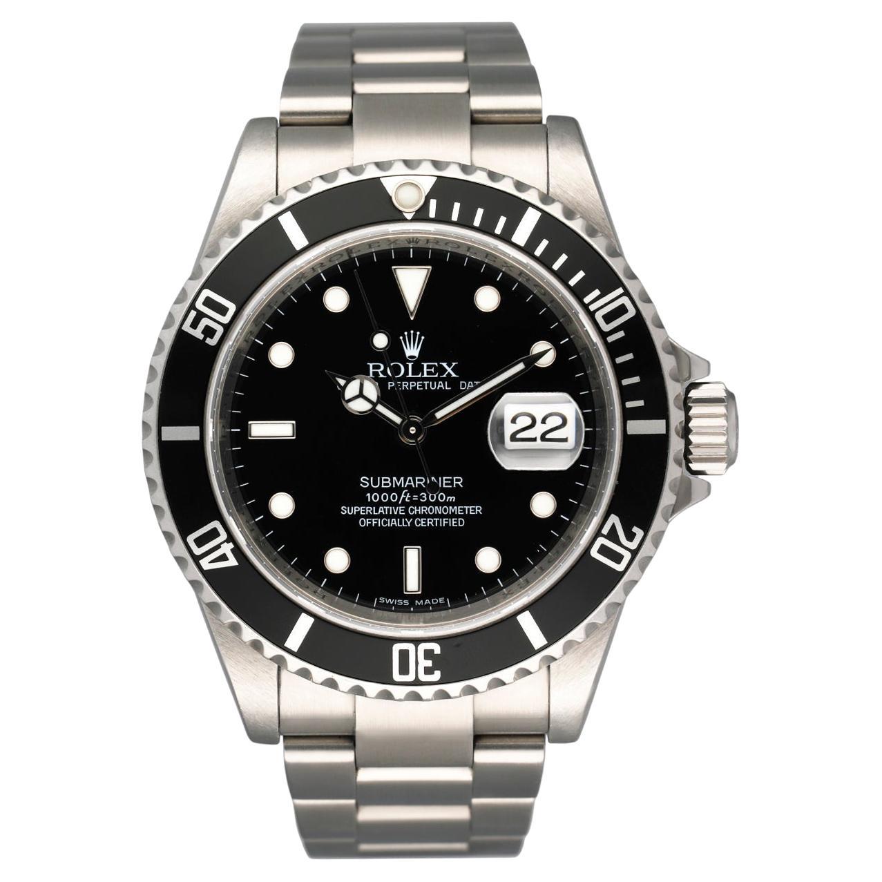 Rolex Oyster Perpetual Submariner 16610T Engraved Rehaut Mens Watch