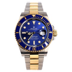 Rolex Oyster Perpetual Submariner Montre automatique à date bleue en acier inoxydable 