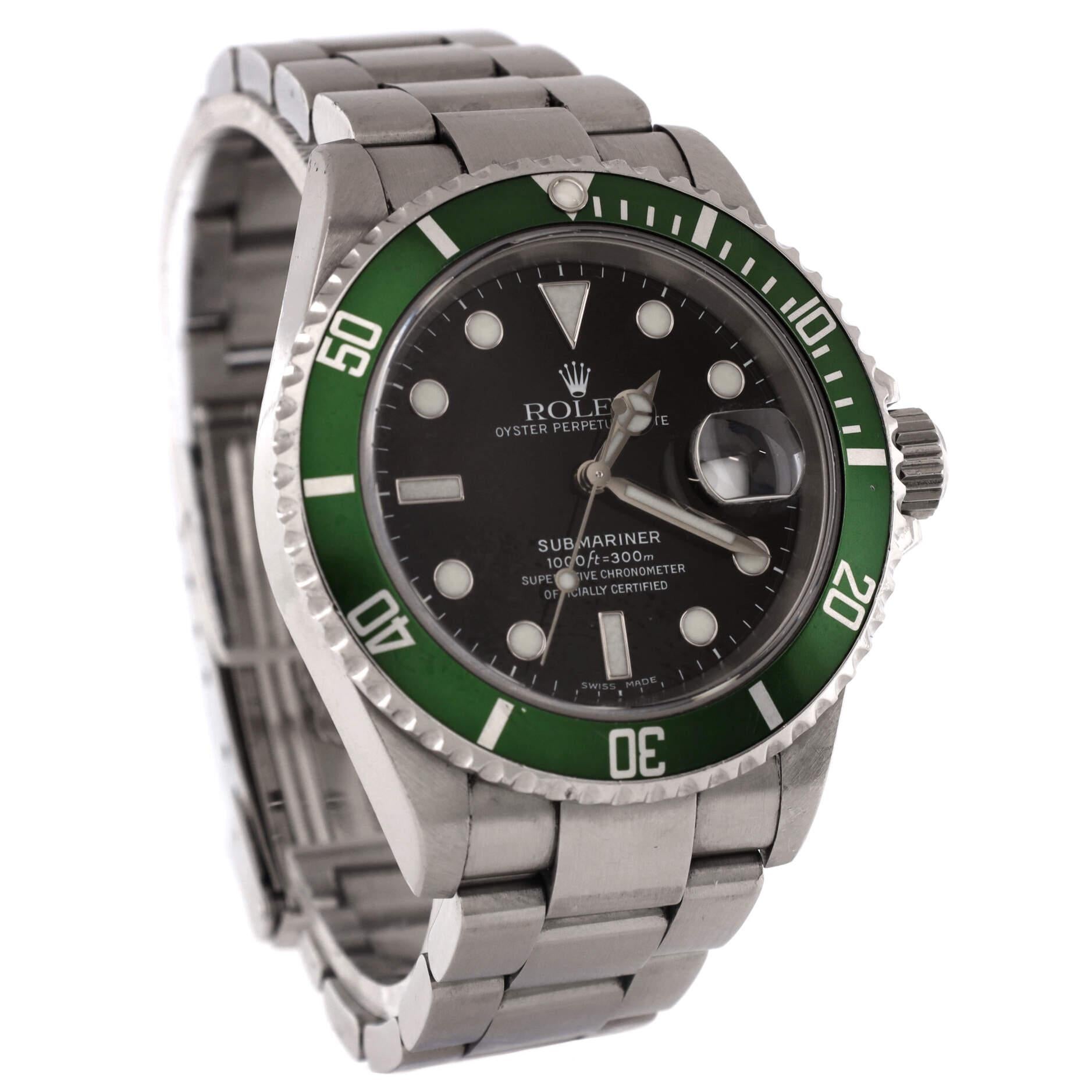 Rolex Oyster Perpetual Submariner Kermit Date Automatic Watch Stainless Steel 40 In Fair Condition In New York, NY