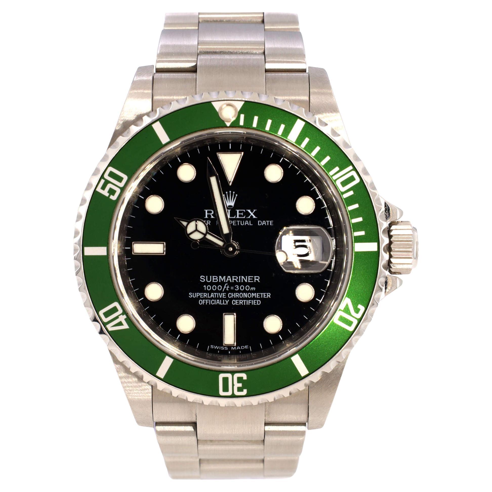 Rolex Oyster Perpetual Submariner Kermit Date Automatic Watch Stainless Steel 40