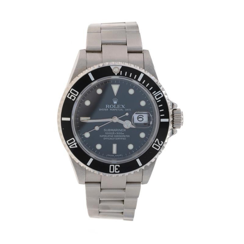 Rolex Oyster Perpetual Submariner Men's Watch 16610 Stainless Automatic 1Yr Wnty In Excellent Condition For Sale In Greensboro, NC
