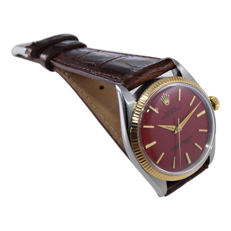Modern Rolex Oyster Perpetual Two Tone with Patinated Original Dial from 1964 or 65