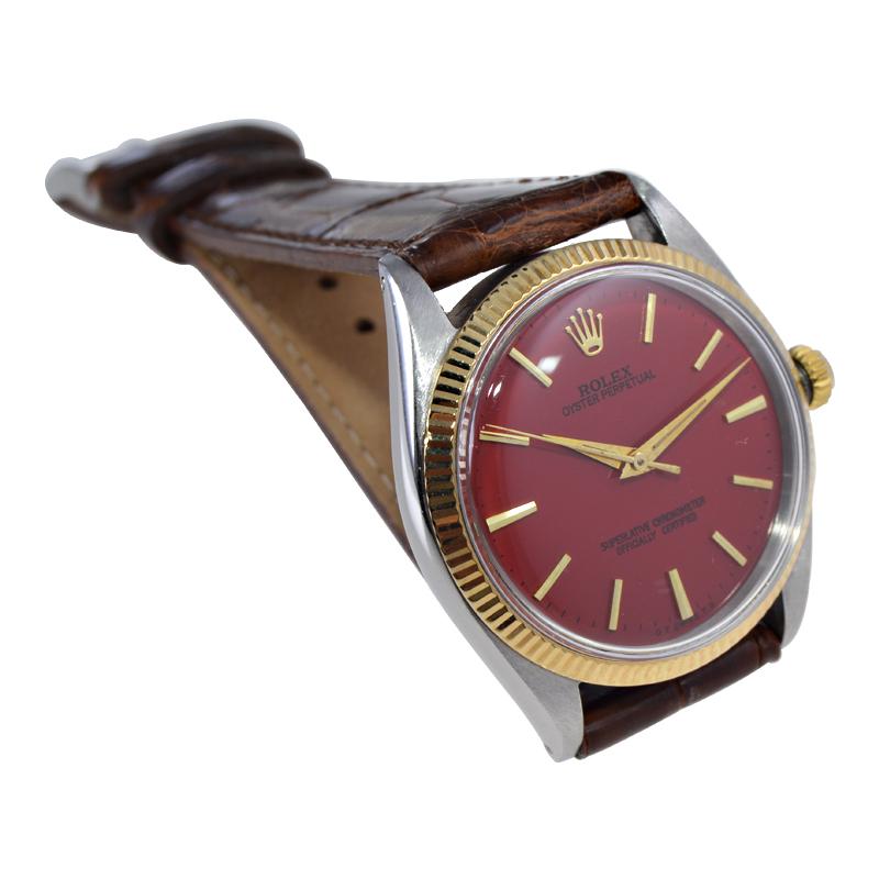 Women's or Men's Rolex Oyster Perpetual Two Tone with Patinated Original Dial from 1964 or 65