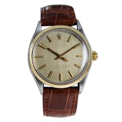 Rolex Oyster Perpetual Two Tone mit seltenem vertikalem genarbtem Goldzifferblatt von 1972