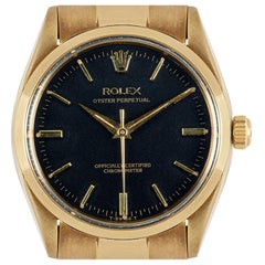 Rolex Oyster Perpetual Vintage Gents 9 Karat Yellow Gold Black Dial 6564/6