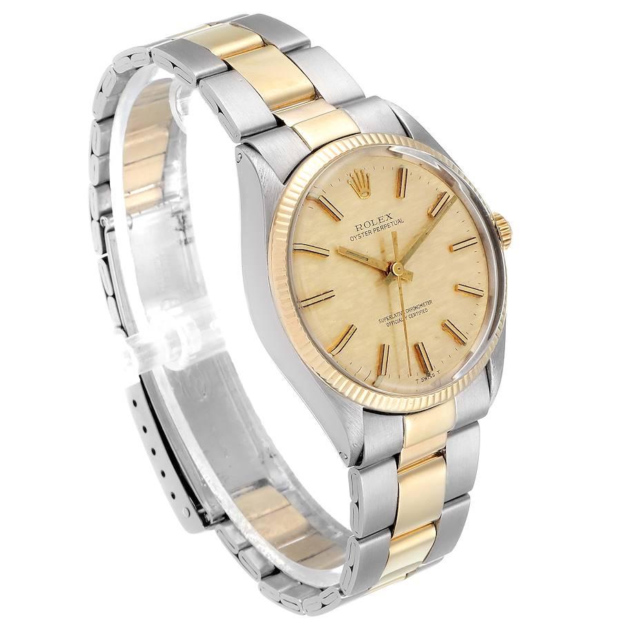 Rolex Oyster Perpetual Vintage Steel Yellow Gold Men's Watch 1002 In Good Condition For Sale In Atlanta, GA