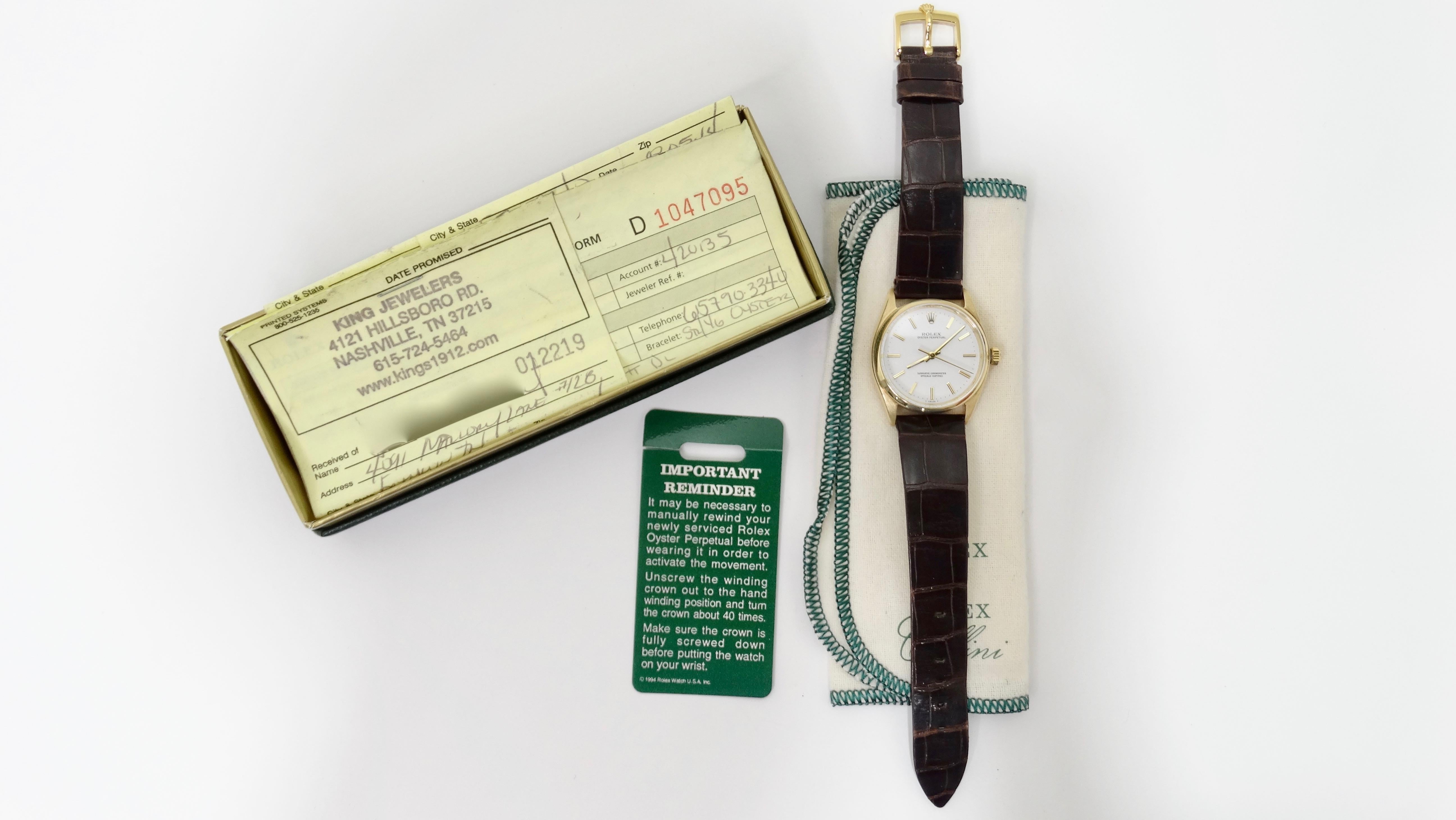 Rolex Oyster Perpetual Watch 14k Gold 30mm 9
