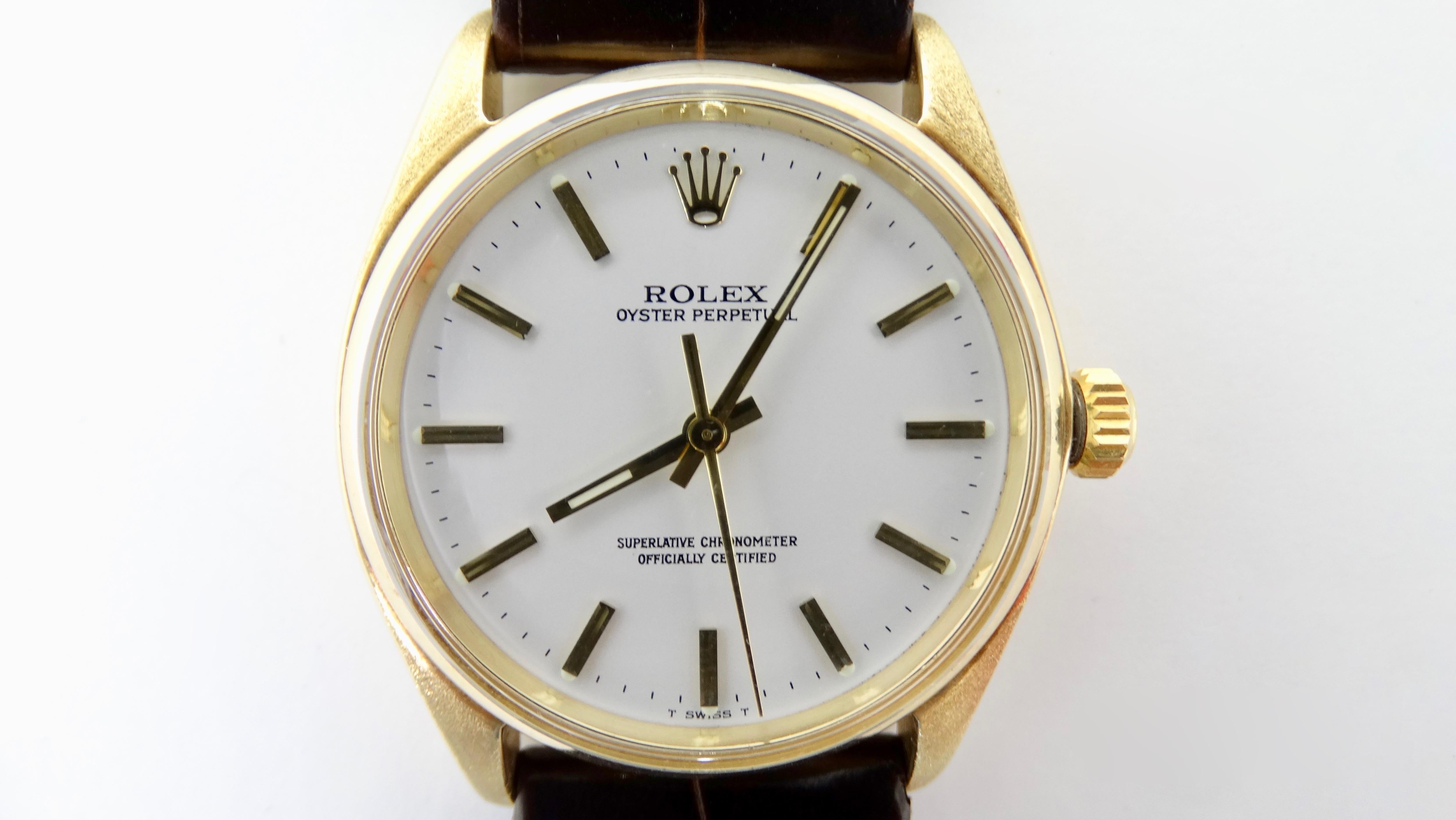  Rolex Oyster Perpetual Watch 14k Gold 30mm 10