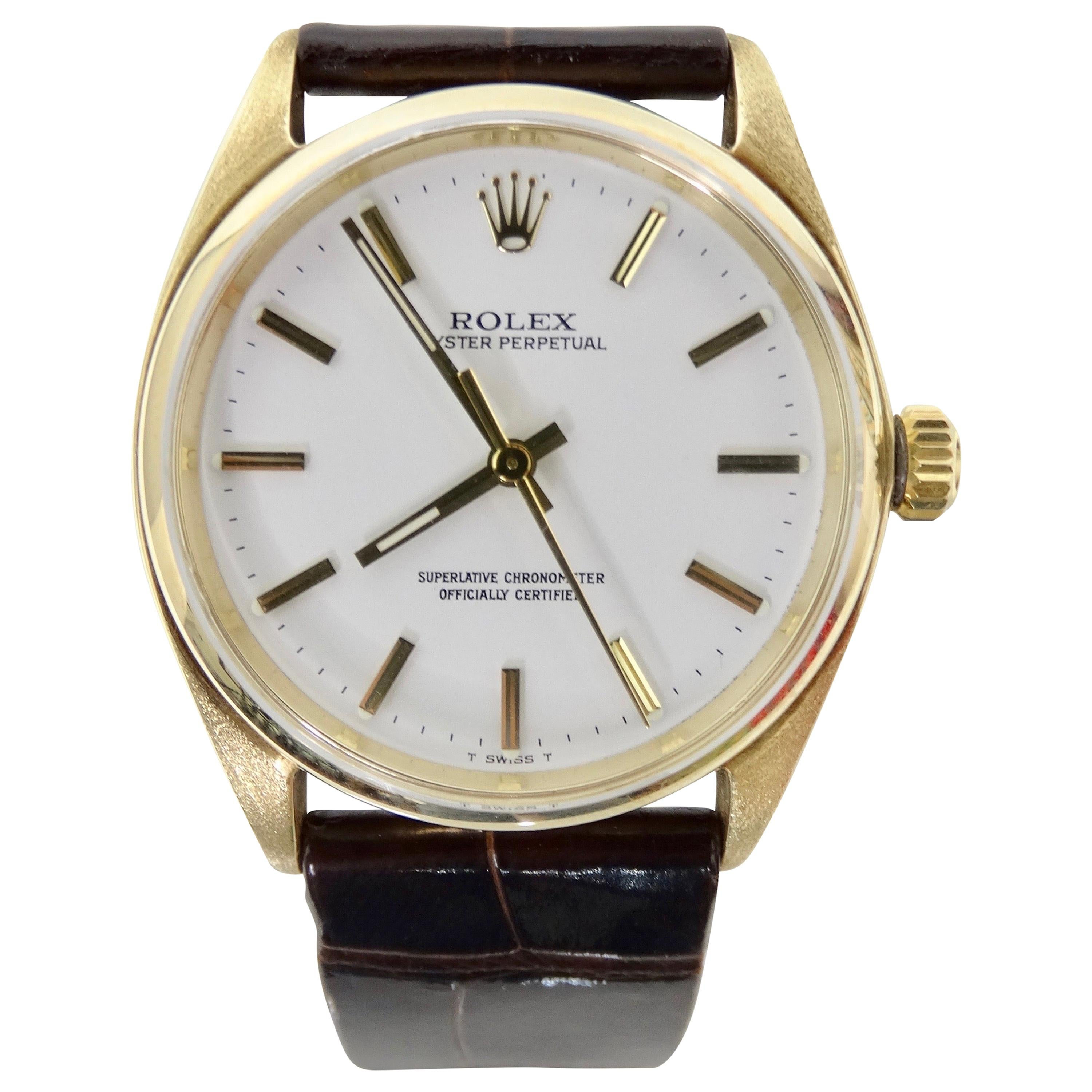  Rolex Oyster Perpetual Watch 14k Gold 30mm
