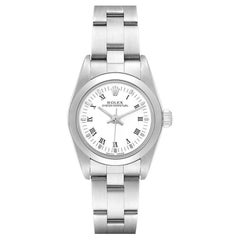 Rolex Oyster Perpetual White Dial Smooth Bezel Steel Ladies Watch 76080