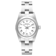 Rolex Oyster Perpetual White Dial Smooth Bezel Steel Ladies Watch 76080 Papers