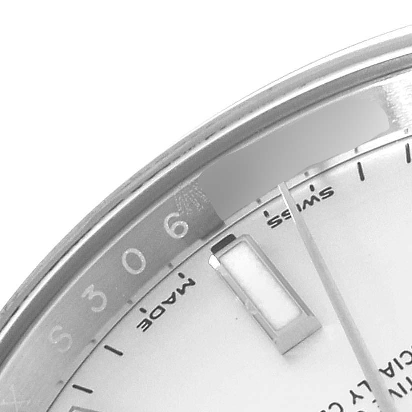 Rolex Oyster Perpetual Weißes Zifferblatt Rauchglas Lünette Stahl Herrenuhr 114200 2