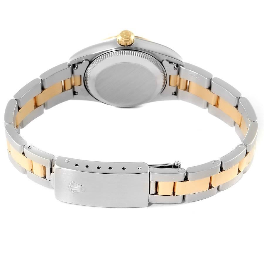 Rolex Oyster Perpetual Weißes Zifferblatt Stahl Gelbgold Damenuhr 76183 im Angebot 7