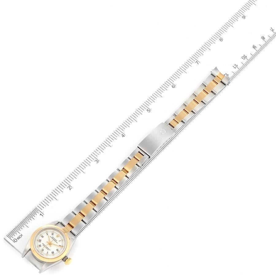Rolex Oyster Perpetual Weißes Zifferblatt Stahl Gelbgold Damenuhr 76183 im Angebot 6