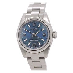 Rolex Oyster Perpetual with Blue Arabic Dial, Original Box & Papers. Circa 2007