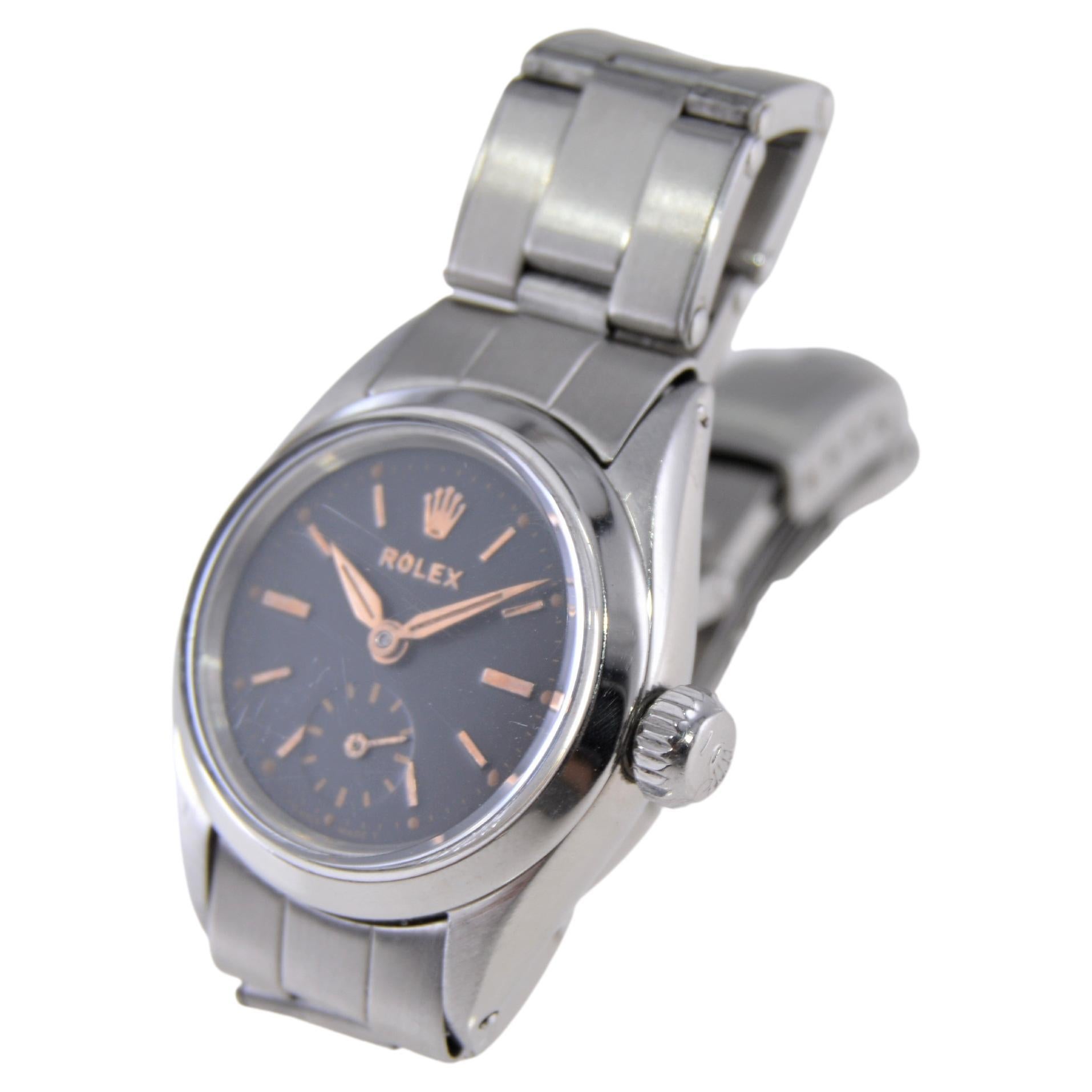 Rolex Oyster Perpetual with Original Oyster Bracelet and Sub Seconds from 1957 For Sale 4
