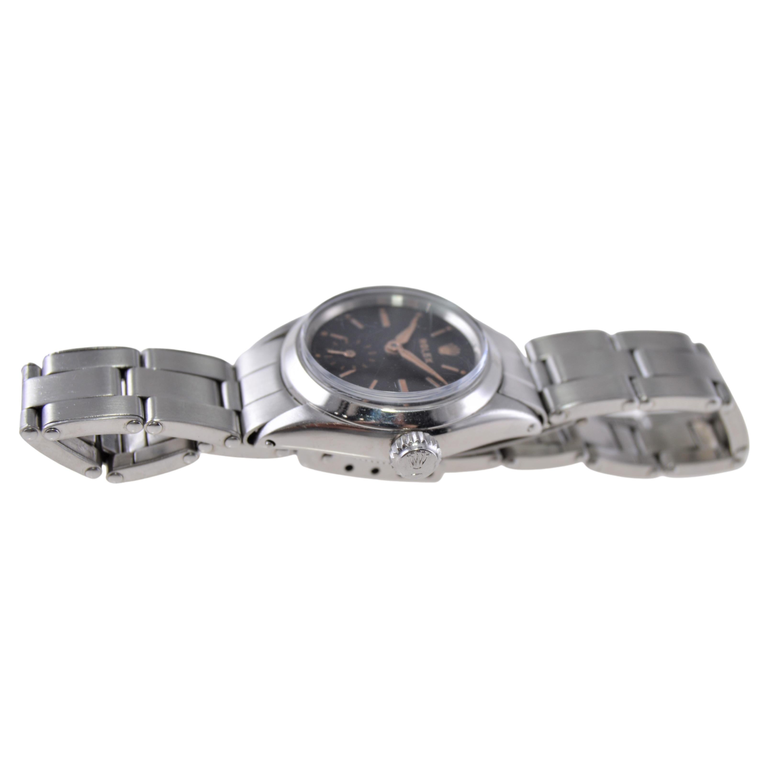 Rolex Oyster Perpetual with Original Oyster Bracelet and Sub Seconds from 1957 For Sale 6