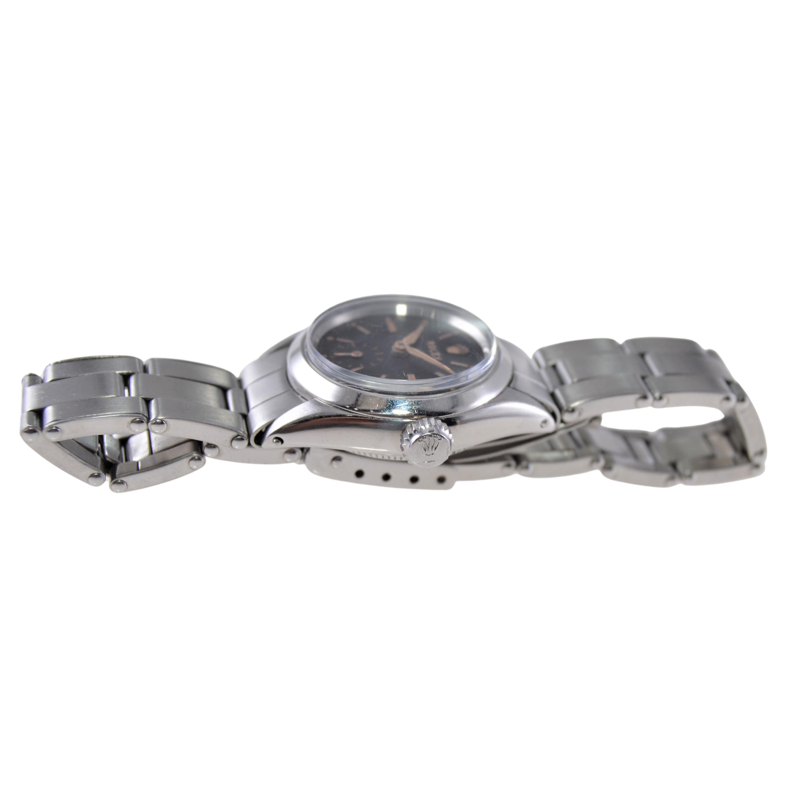 Rolex Oyster Perpetual with Original Oyster Bracelet and Sub Seconds from 1957 For Sale 7