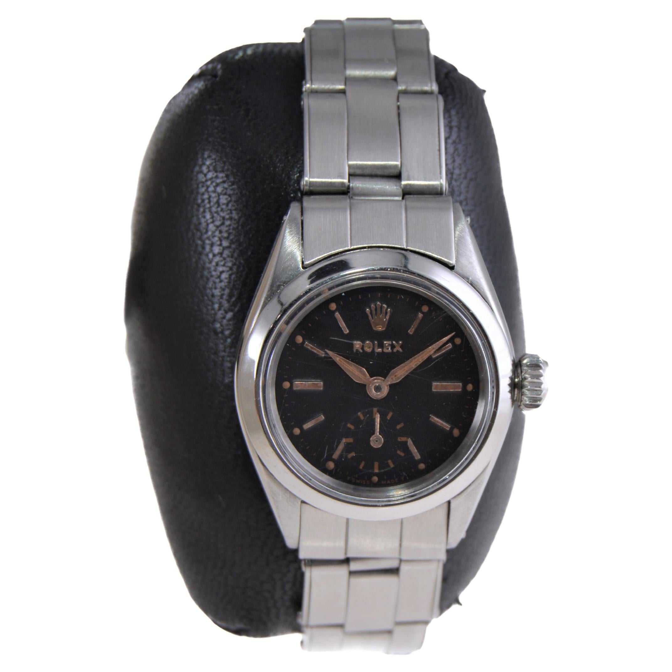 Rolex Oyster Perpetual with Original Oyster Bracelet and Sub Seconds from 1957 In Excellent Condition For Sale In Long Beach, CA