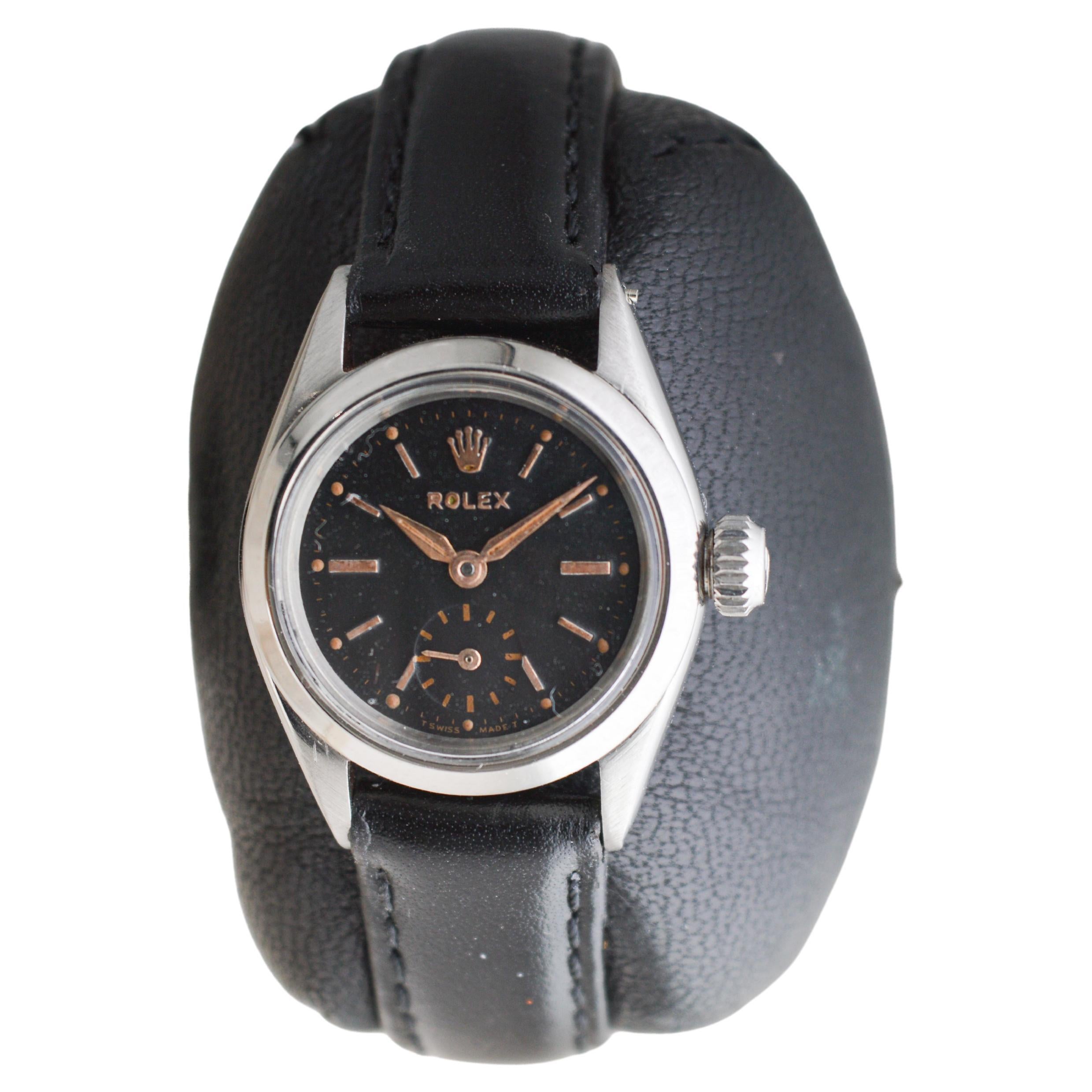 Art Deco Rolex Oyster Perpetual with Original Oyster Bracelet and Sub Seconds from 1957 For Sale