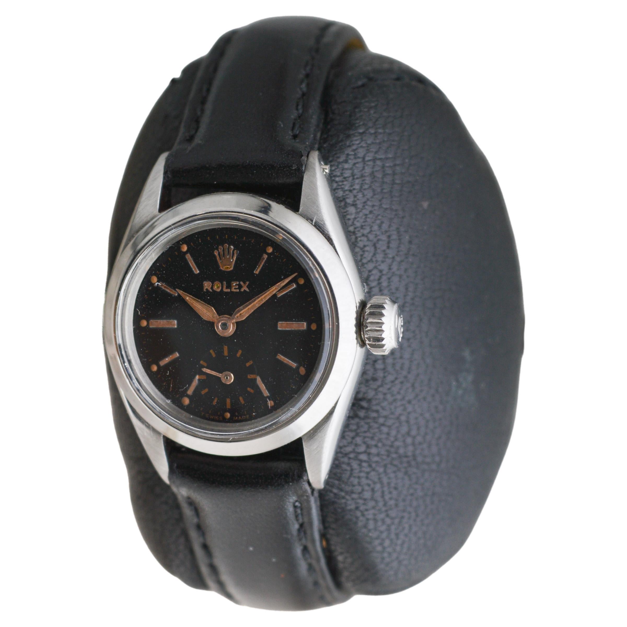 Rolex Oyster Perpetual with Original Oyster Bracelet and Sub Seconds from 1957 In Excellent Condition For Sale In Long Beach, CA