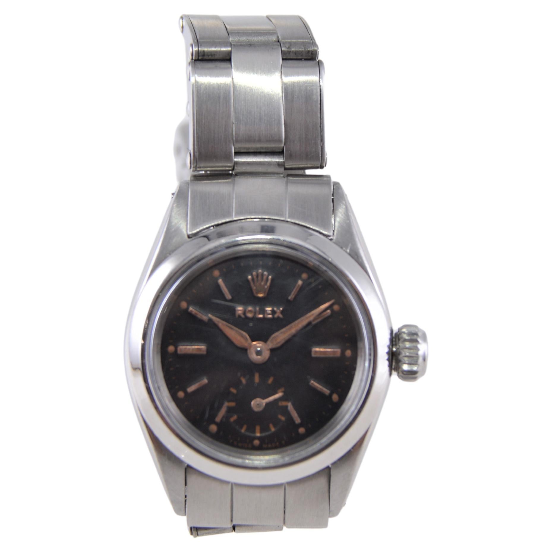 Rolex Oyster Perpetual with Original Oyster Bracelet and Sub Seconds from 1957 For Sale 2
