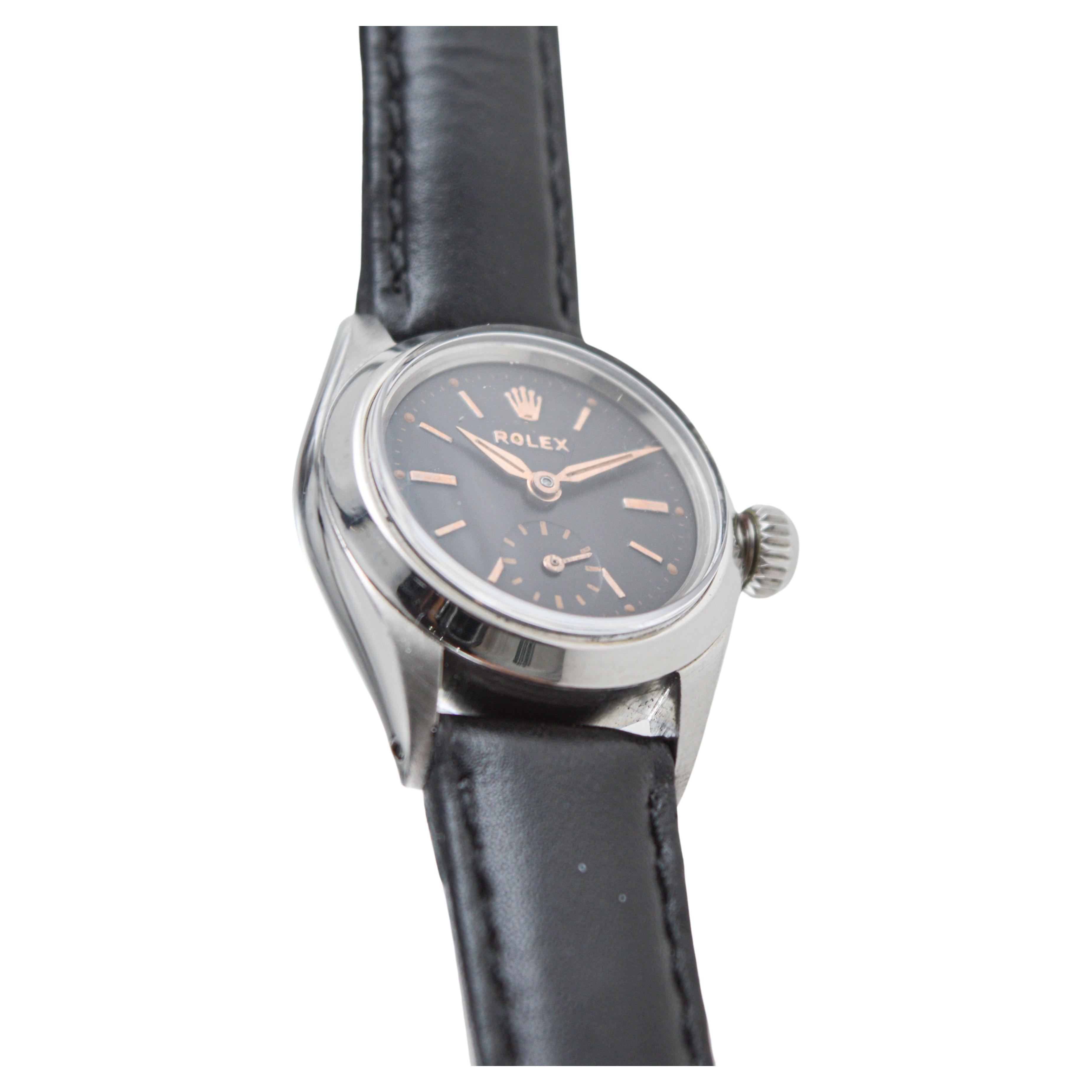 Women's or Men's Rolex Oyster Perpetual with Original Oyster Bracelet and Sub Seconds from 1957 For Sale