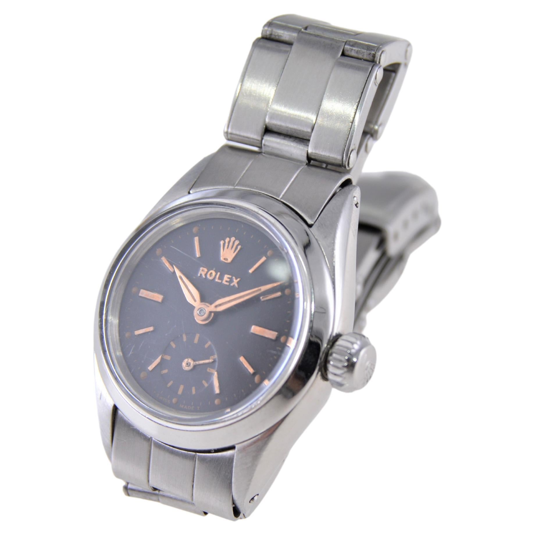 Rolex Oyster Perpetual with Original Oyster Bracelet and Sub Seconds from 1957 For Sale 3
