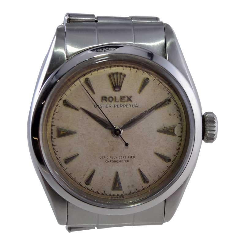 Modernist Rolex Oyster Perpetual with Original Patinated Dial from 1951 For Sale