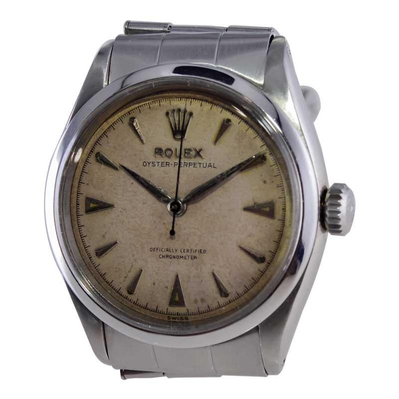 Women's or Men's Rolex Oyster Perpetual with Original Patinated Dial from 1951 For Sale