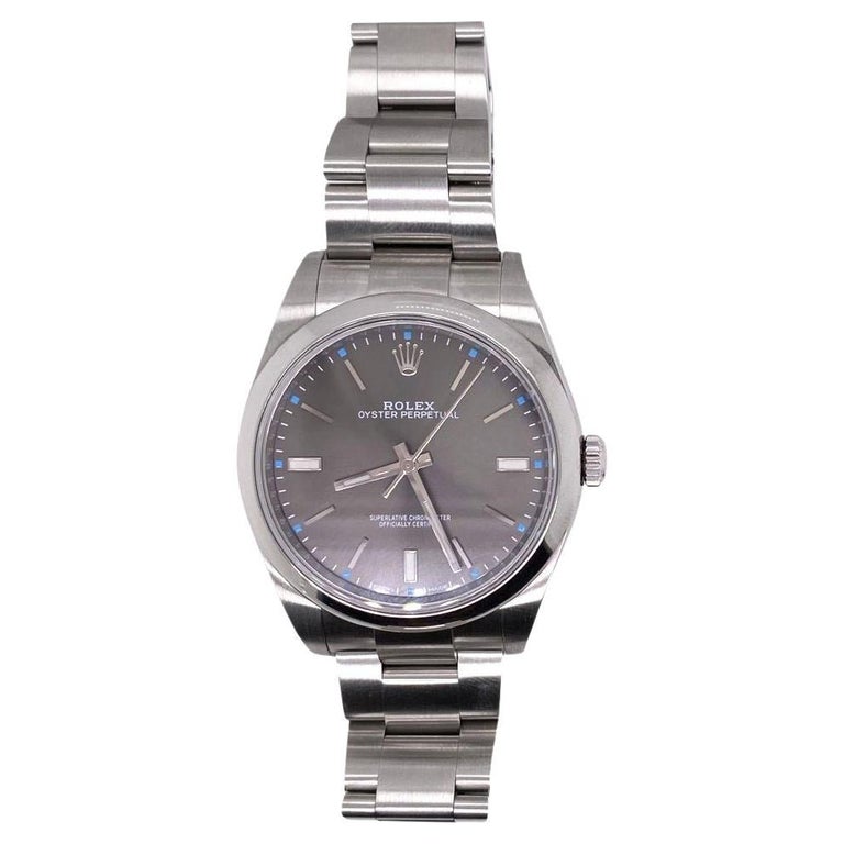 Rolex Oyster Perpetual with Rhodium Dial 41mm Watch REF 114300 For Sale