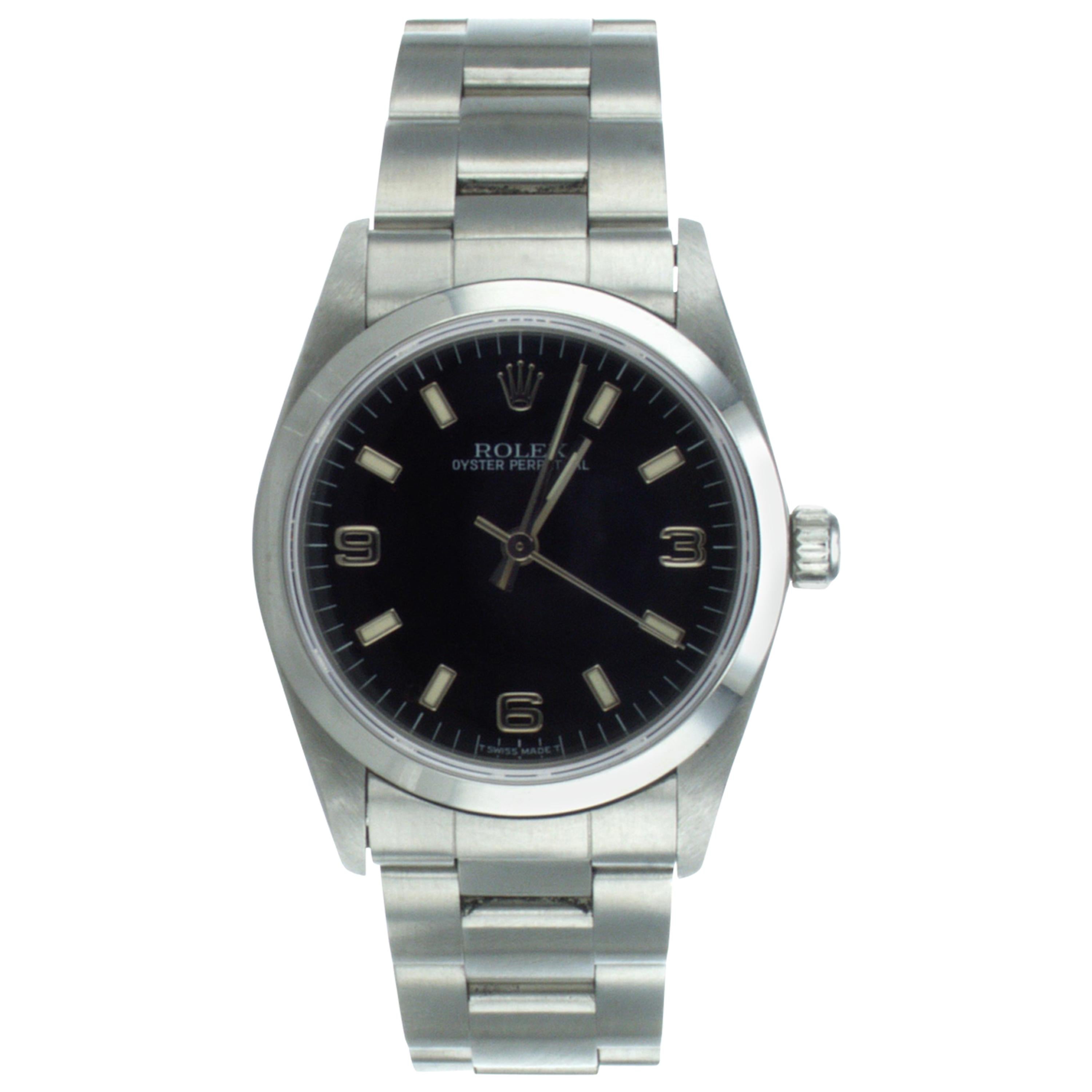 Rolex Oyster Perpetual Automatic Wrist Watch with Black Face Ref 67480