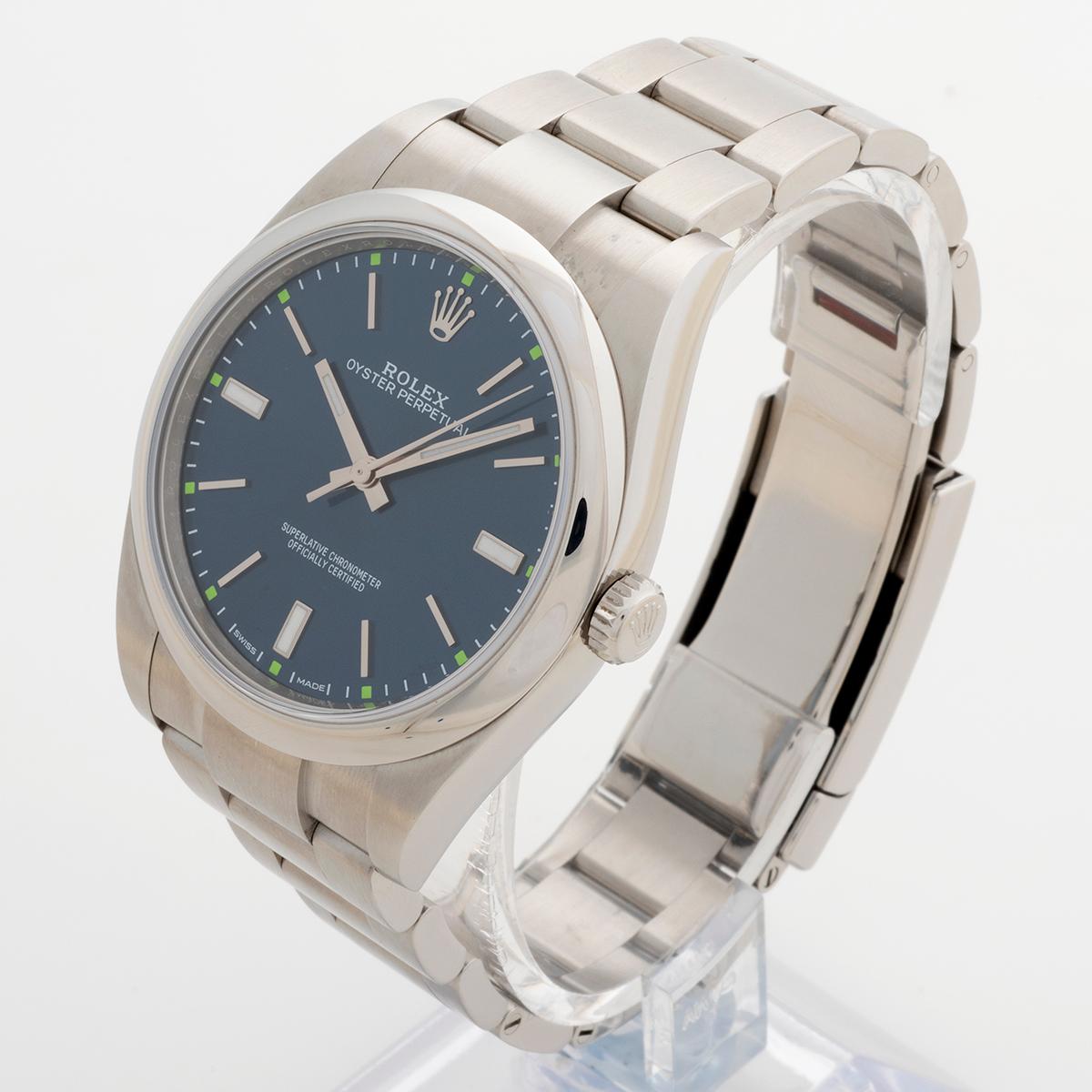 Rolex Oyster Perpetual Wristwatch Ref 114300. 'Blue Sunray Dial', Full Set, 2019 In Excellent Condition In Canterbury, England