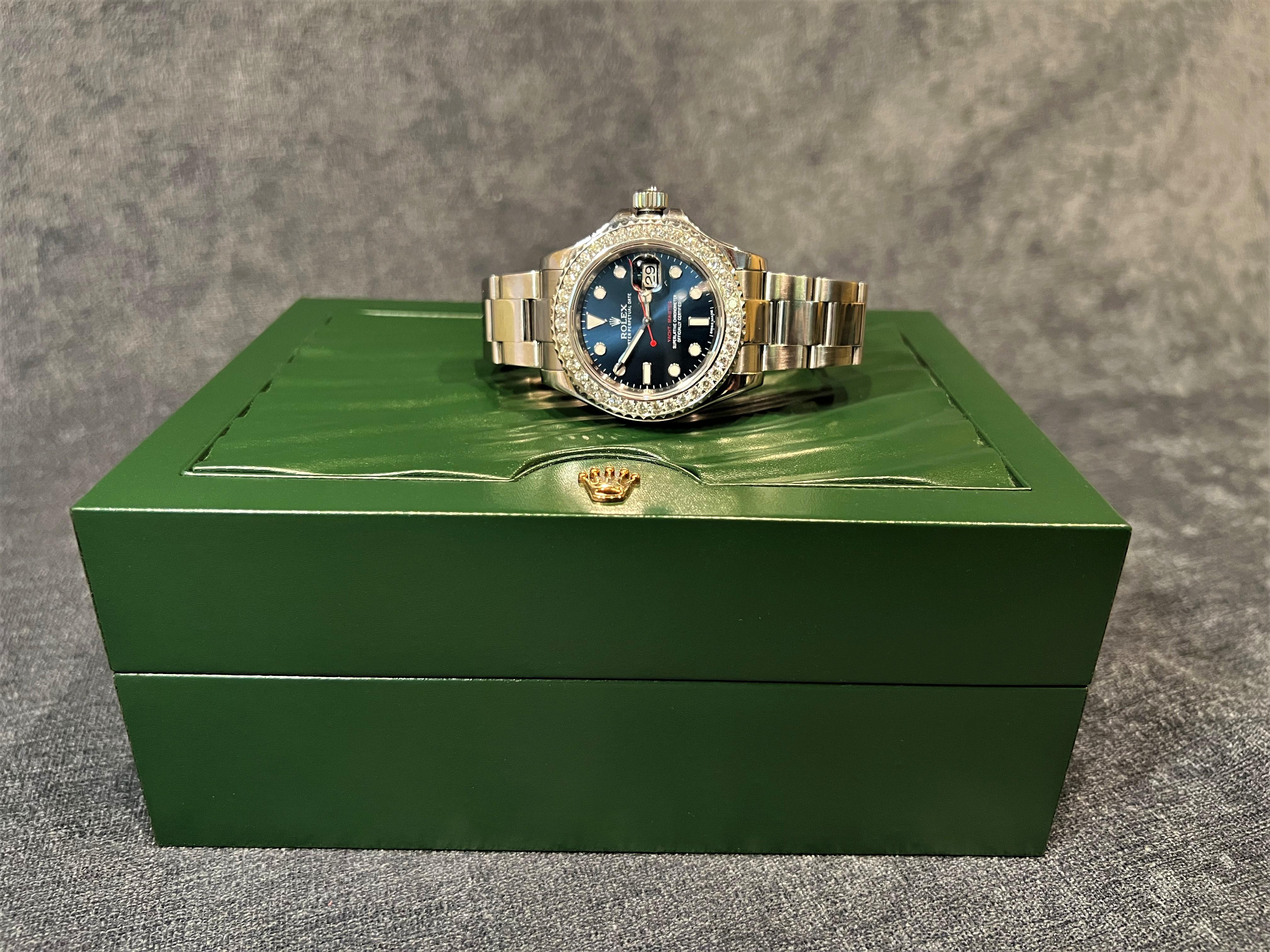 Rolex Oyster Perpetual Yacht-Master 2.56 CTW Diamond Wristwatch For Sale 5