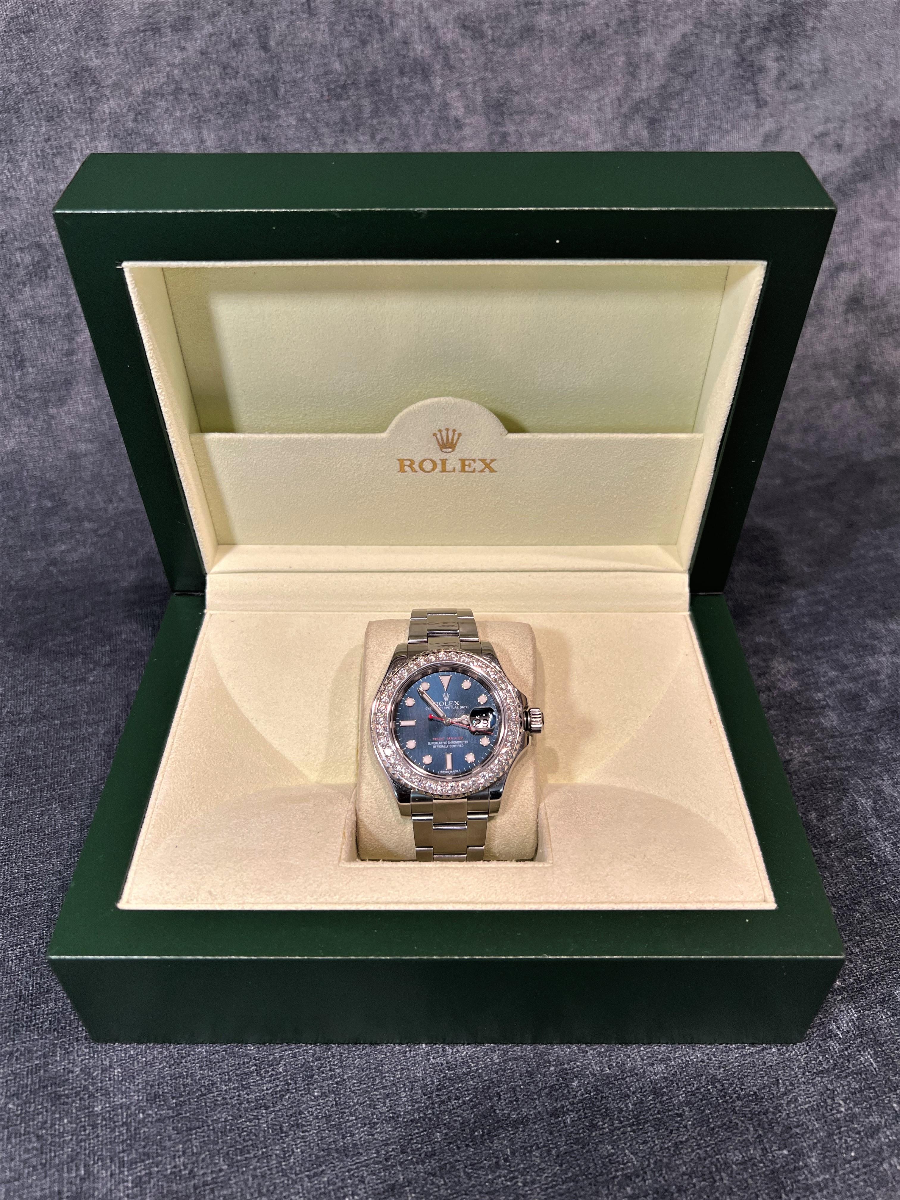 Rolex Oyster Perpetual Yacht-Master 2.56 CTW Diamond Wristwatch For Sale 6