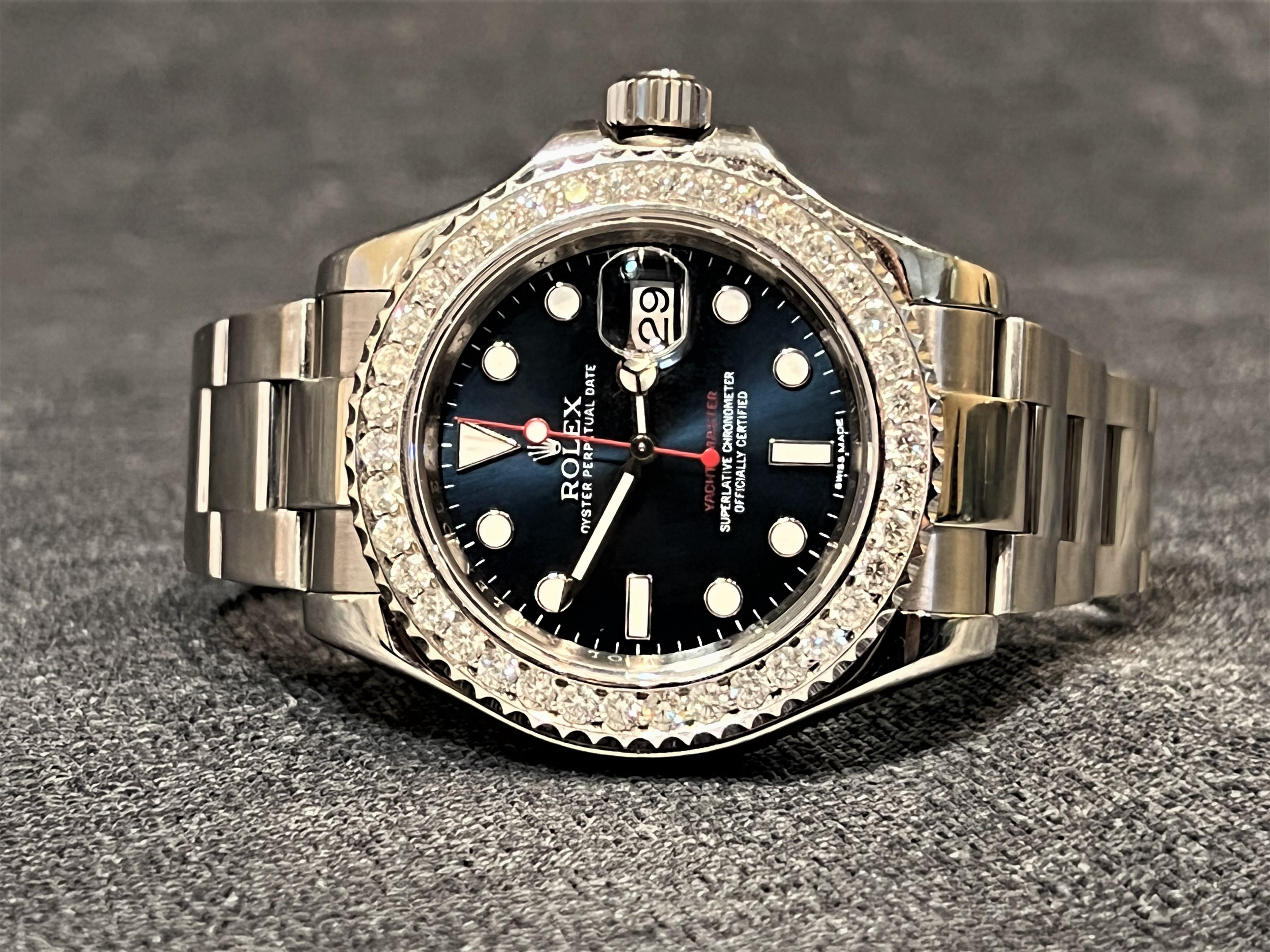Modern Rolex Oyster Perpetual Yacht-Master 2.56 CTW Diamond Wristwatch For Sale