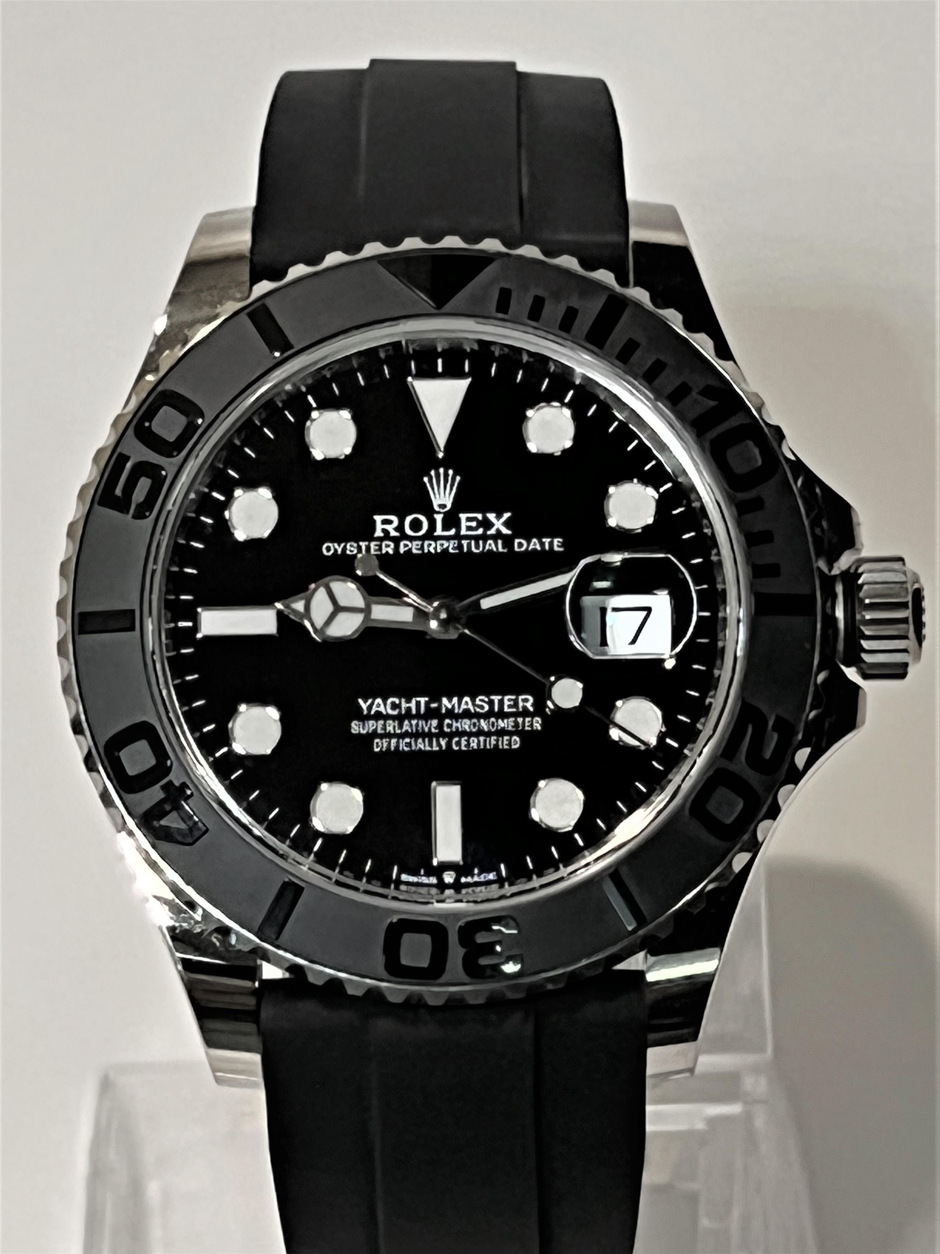 Unworn, all papers box etc.

The newest Yacht-master line, the 42mm in 18k white gold is a tour de force in Rolex design and engineering. 

Rolex has brilliantly taken one of its least desirable lines and with a bit of clever design turned it into