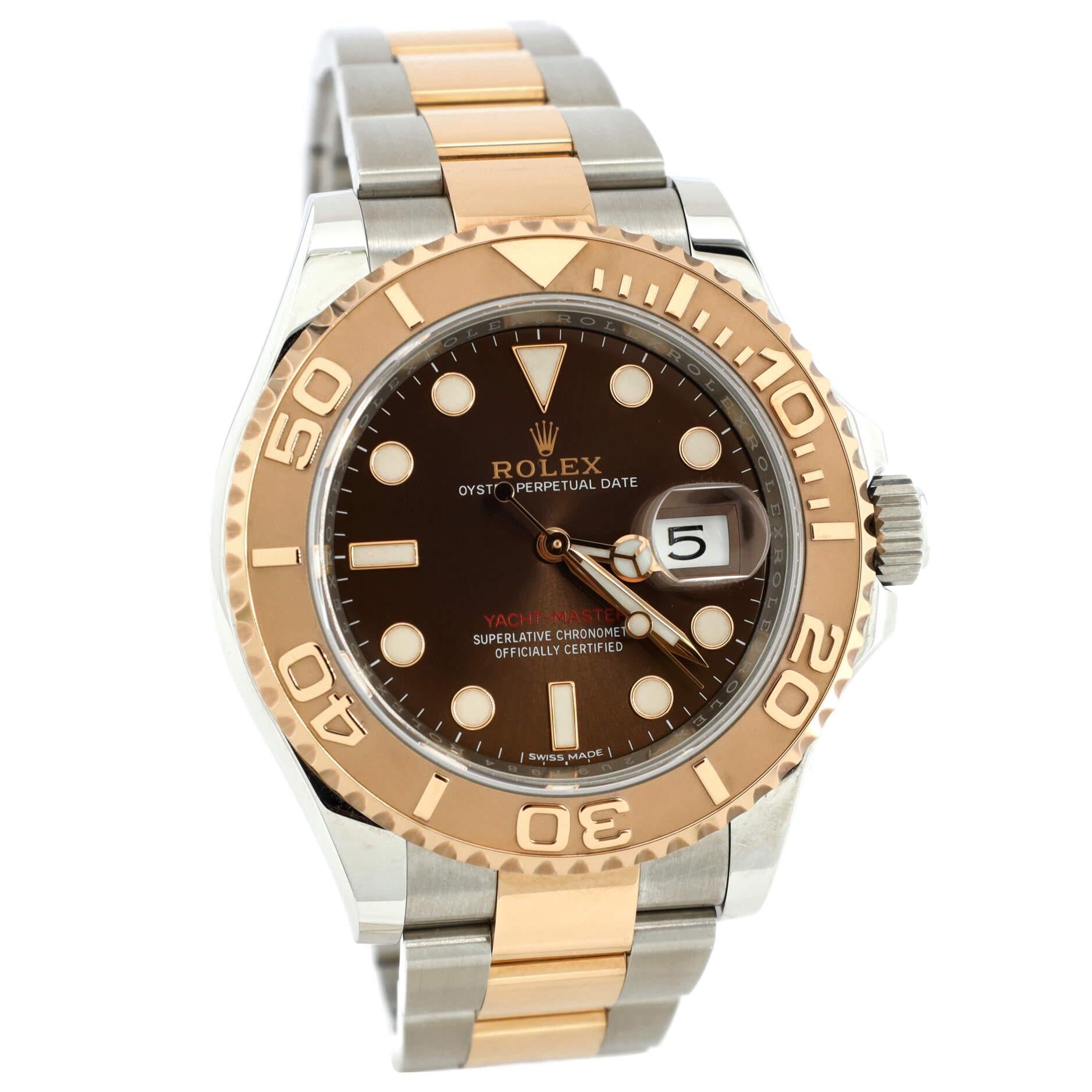 Rolex Oyster Perpetual Yacht-Master Automatic Watch Stainless Steel and Rose In Good Condition For Sale In New York, NY