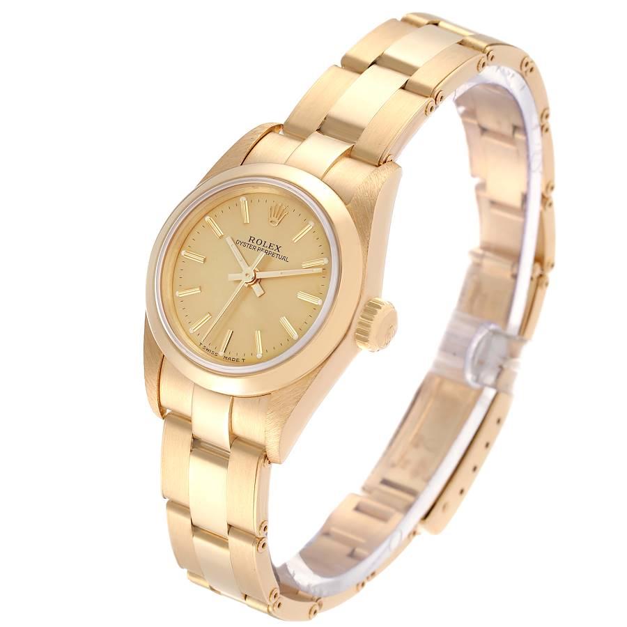 Women's Rolex Oyster Perpetual Yellow Gold Champagne Dial Ladies Watch 67188