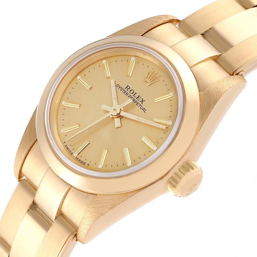 Rolex Oyster Perpetual Yellow Gold Champagne Dial Ladies Watch 67188 1
