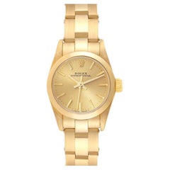 Vintage Rolex Oyster Perpetual Yellow Gold Champagne Dial Ladies Watch 67188