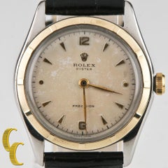 Rolex Oyster Precision 5059 Men's Vintage Two-Tone Watch with Patina Dial