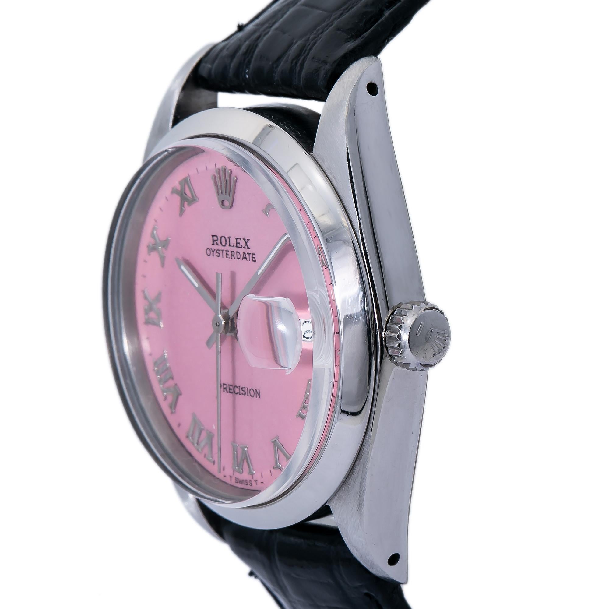 Contemporary Rolex Oyster Precision 6694, Pink Dial, Certified and Warranty
