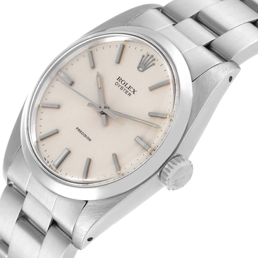 Rolex Oyster Precision Stainless Steel Silver Dial Vintage Mens Watch 6426 In Good Condition In Atlanta, GA