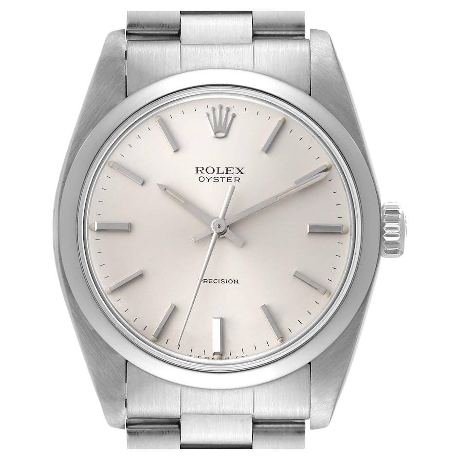 Rolex Oyster Precision Stainless Steel Silver Dial Vintage Mens Watch 6426