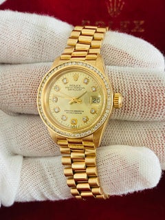 Rolex Oyster Prepetual Datejust Diamond Dial Diamond Bezel Gold Watch