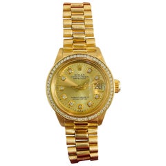 Rolex Oyster Prepetual Datejust Diamond Dial Diamond Bezel Gold Watch 