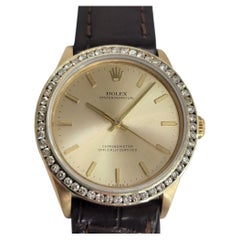 Rolex Oyster Ref 1029 Zephyr Mens 1970s 18k Gold 35mm Diamond Automatic RA698B