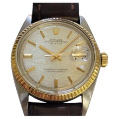 Rolex Oyster ref 1601 Datejust 36mm 18k SS Mens 1970s Linen Dial Automatic RA791