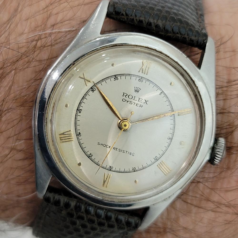Rolex Oyster Ref 4499 34m Herren Handaufzug 1940s Schweizer Vintage By RA582 im Angebot 10